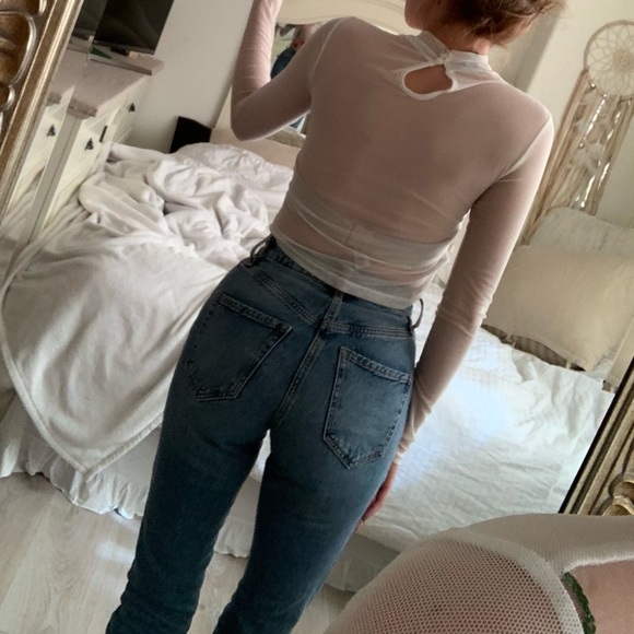 Sheer Embroidered Crop - Picture 2 of 4